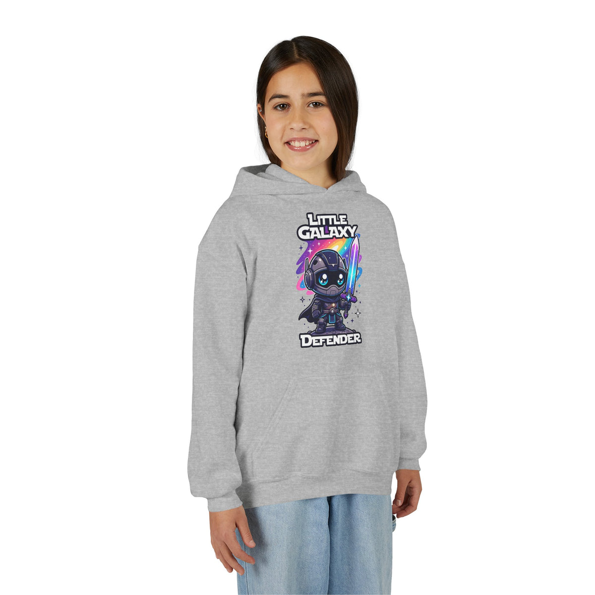 Little Galaxy Defender Youth Hoodie – Kids Cute Space Warrior Hooded Sweatshirt