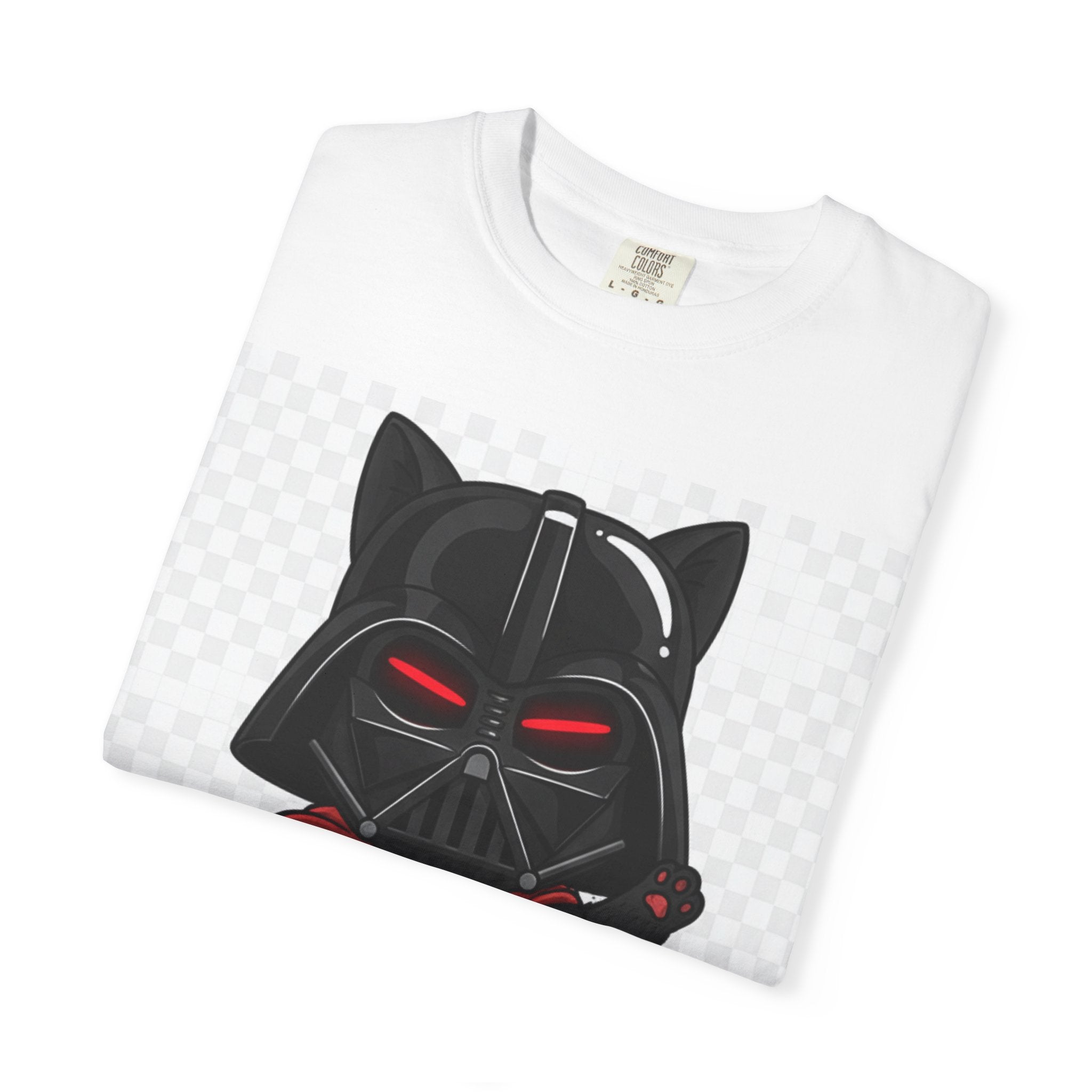 Darth Vader Cat T-Shirt — Black Cat with Red Lightsaber (Star Wars Parody)