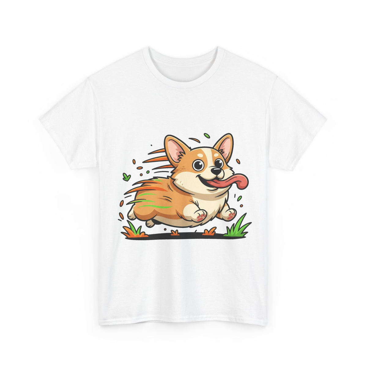 Corgi Running Tee – Cute Cartoon Dog T-Shirt for Pet Lovers