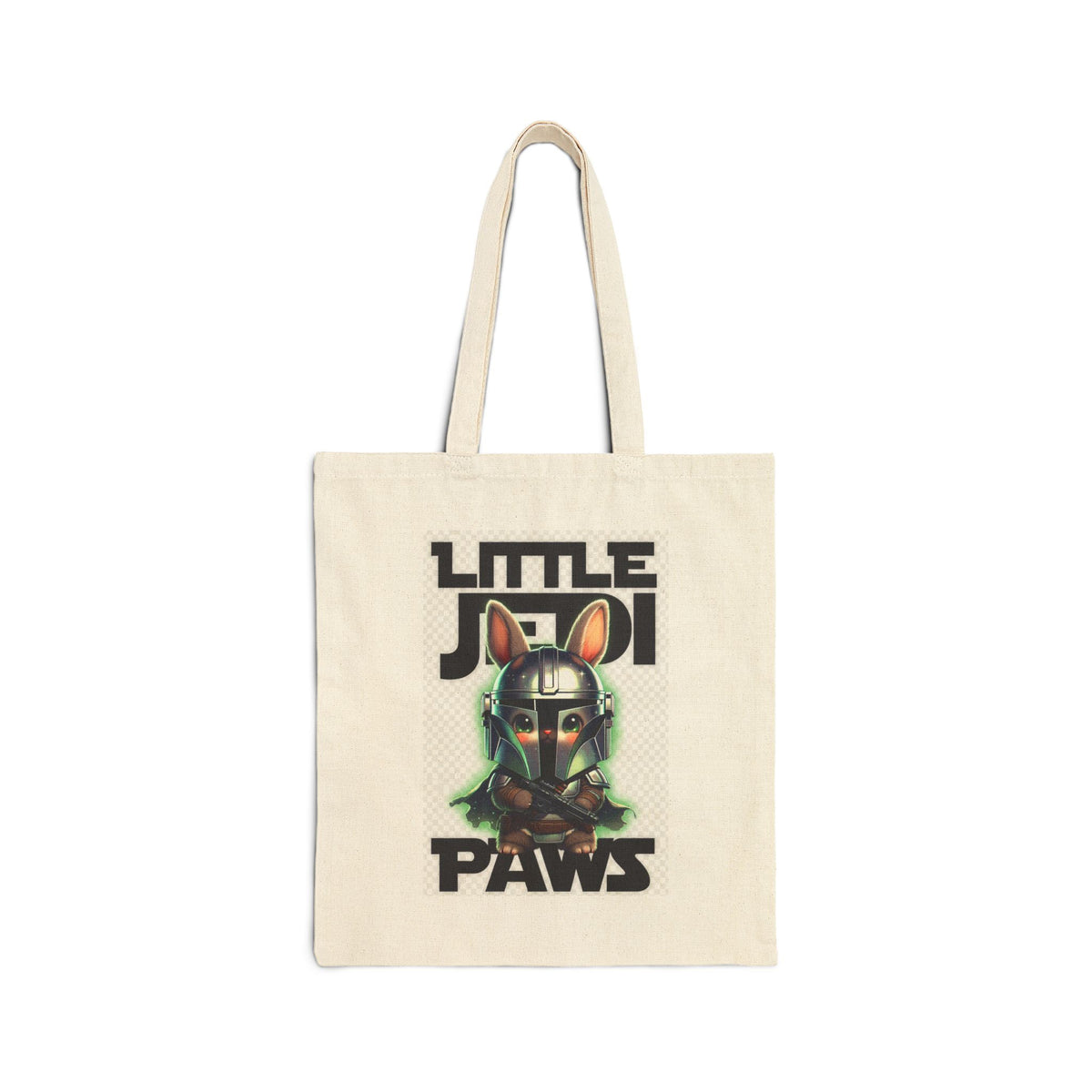 Little Jodi Paws Canvas Tote Bag — Cute Baby Mandalorian Bunny Graphic