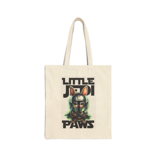 Little Jodi Paws Canvas Tote Bag — Cute Baby Mandalorian Bunny Graphic