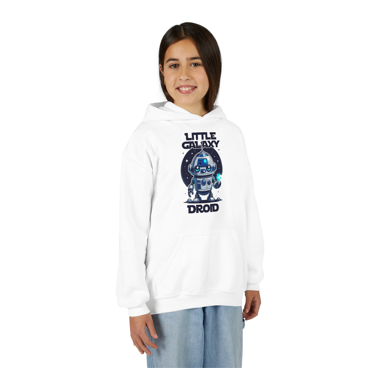 Little Galaxy Droid Youth Hoodie – Kids Cute Robot Space Hooded Sweatshirt