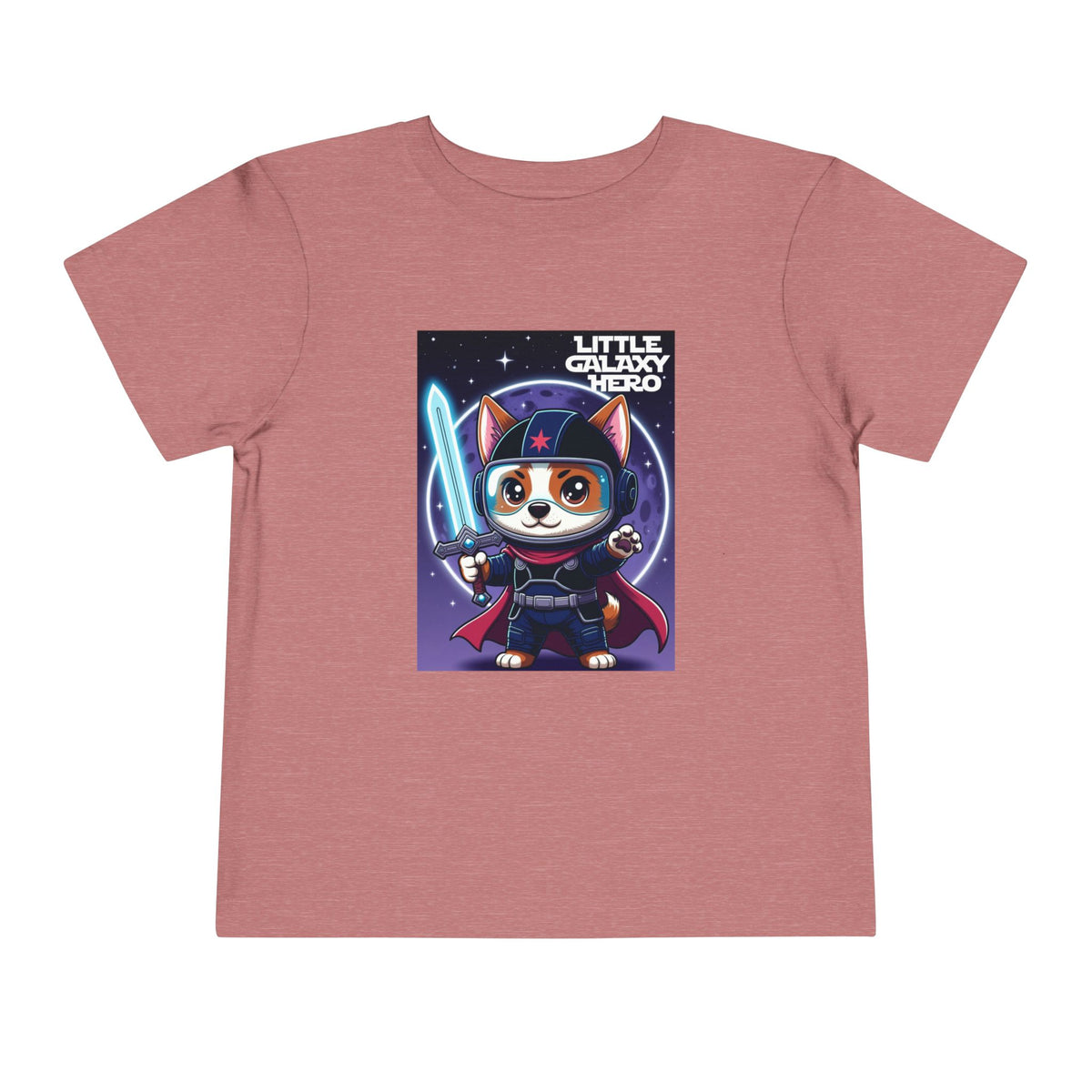 Little Galaxy Hero Toddler Tee — Cute Space Cat with Light Sword