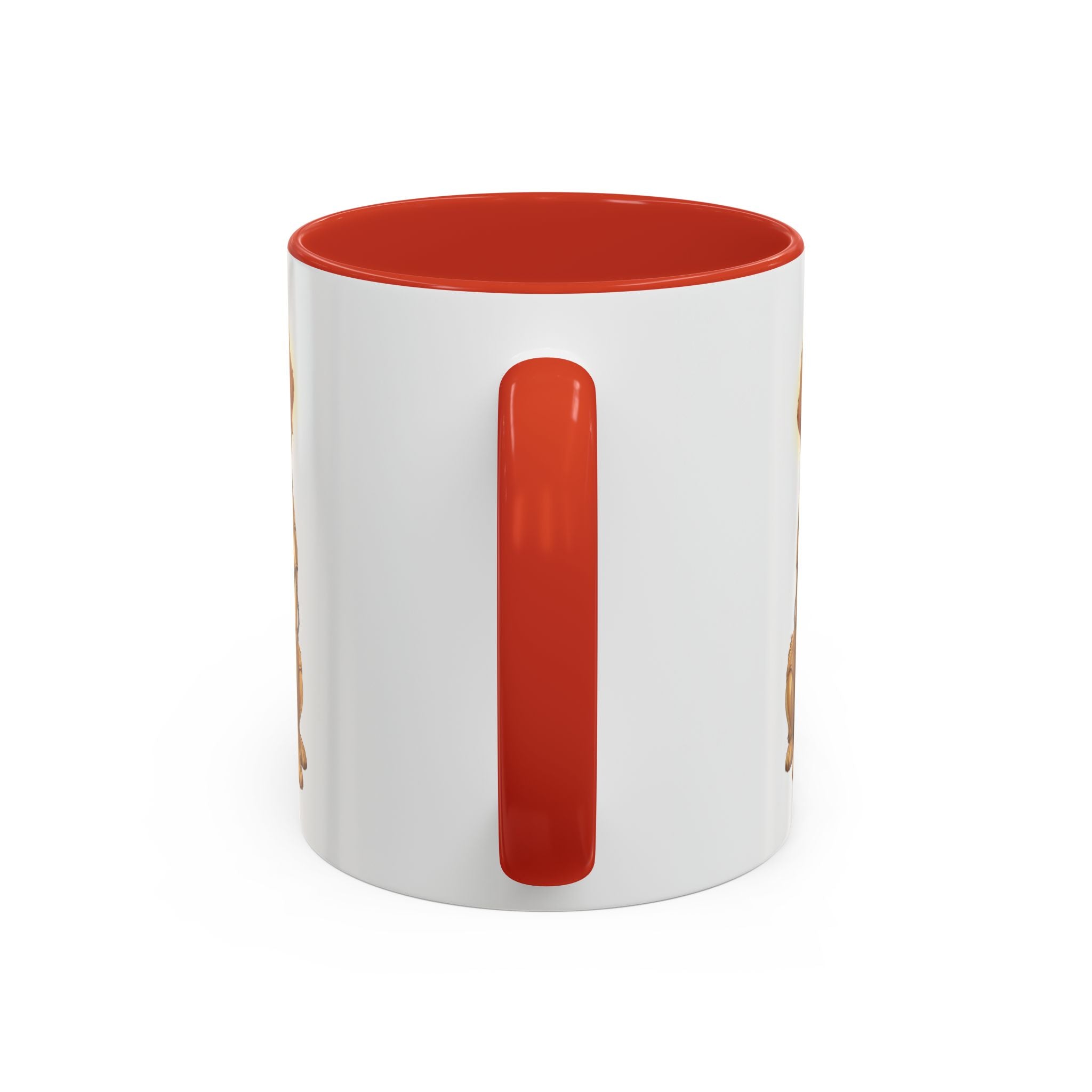 Golden Retriever C-3PO mug with a white exterior and red handle, featuring a dog design inspired by Star Wars.