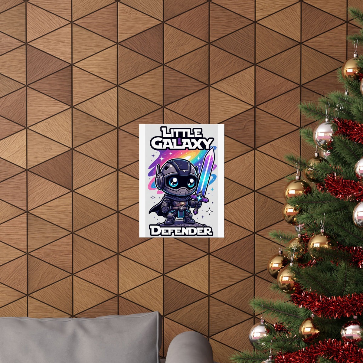 Little Galaxy Defender Poster — Cute Space Warrior Matte Print
