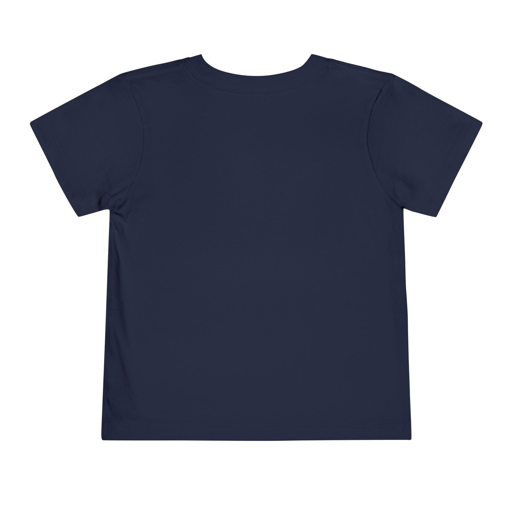 Navy blue kids t-shirt featuring a cute space puppy cartoon design on the front.