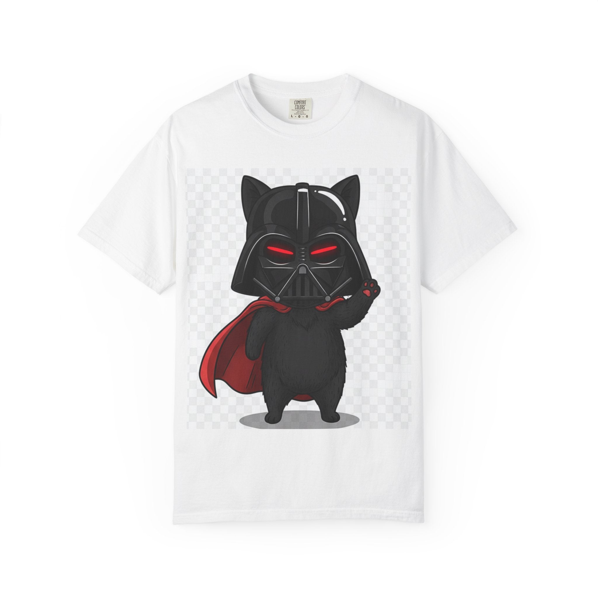 Darth Vader Cat T-Shirt — Black Cat with Red Lightsaber (Star Wars Parody)