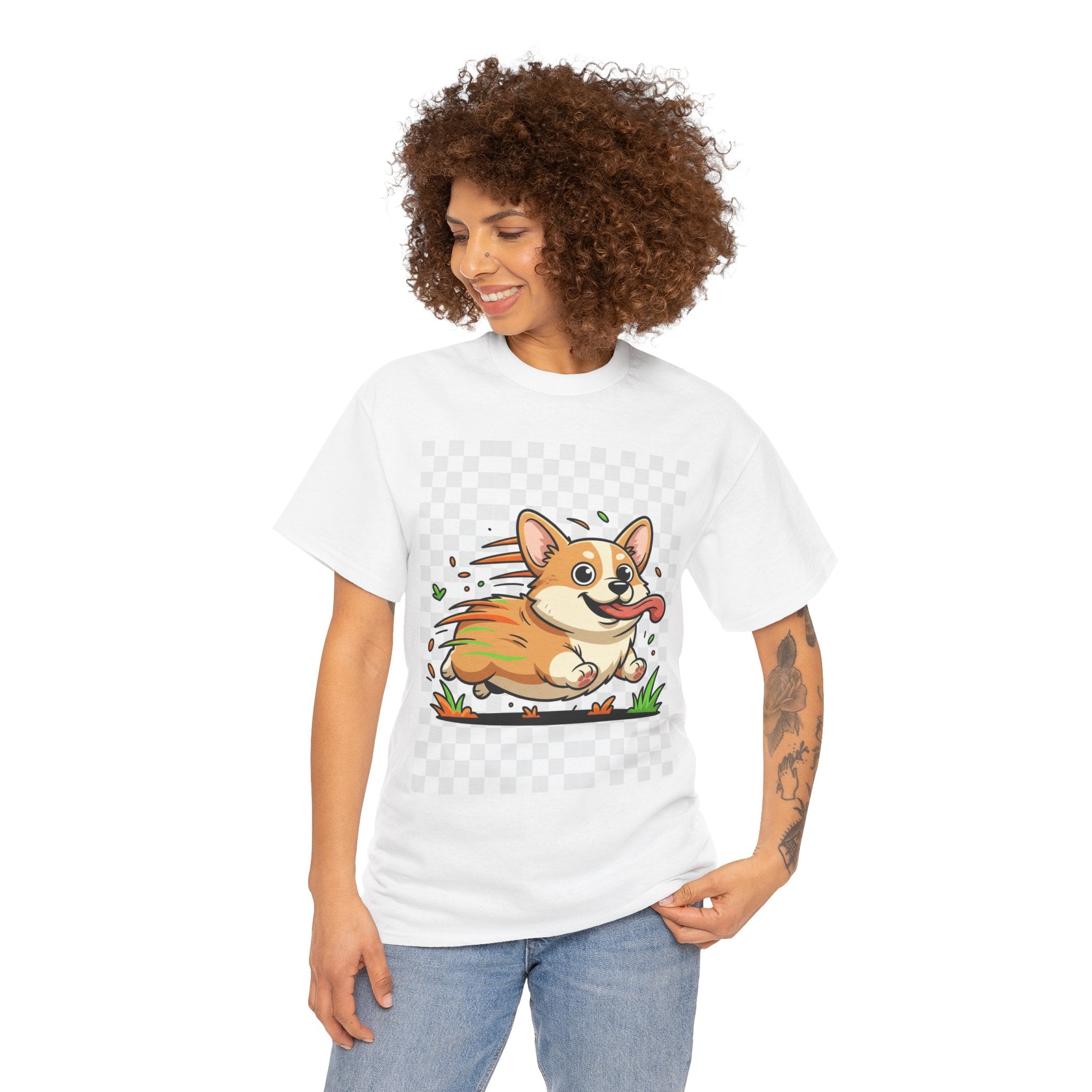 Corgi Running Cartoon T-Shirt — Cute Pembroke Welsh Corgi Dog Tee