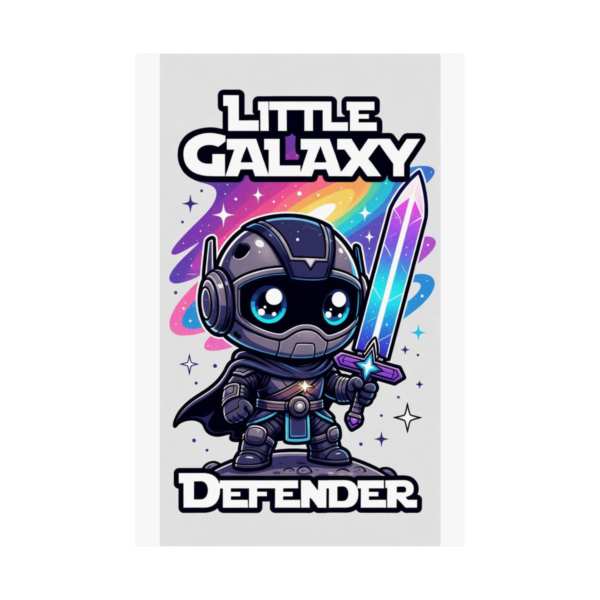 Little Galaxy Defender Poster — Cute Space Warrior Matte Print