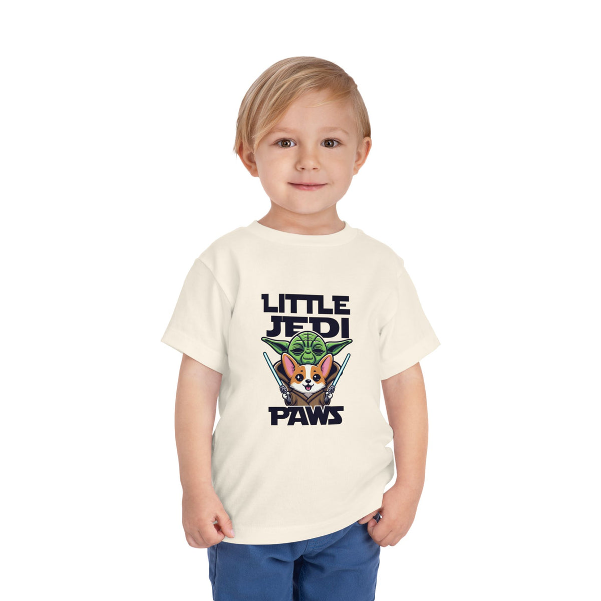 Toddler Tee — "Little Jedi Paws" Corgi Lightsaber Graphic