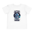 Little Galaxy Droid kids t-shirt featuring a cute robot design on a white background.