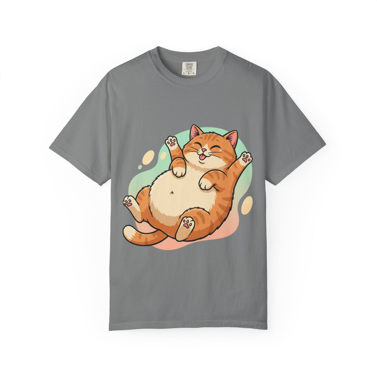 Lazy Orange Cat T-Shirt — Cute Chubby Kitty Graphic Tee
