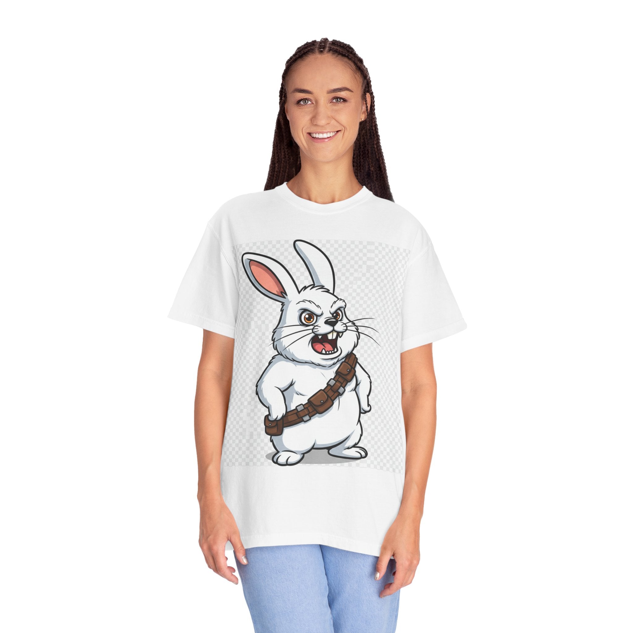 Chewbacca Bunny T-Shirt — Fluffy White Rabbit as Chewbacca Cartoon Graphic