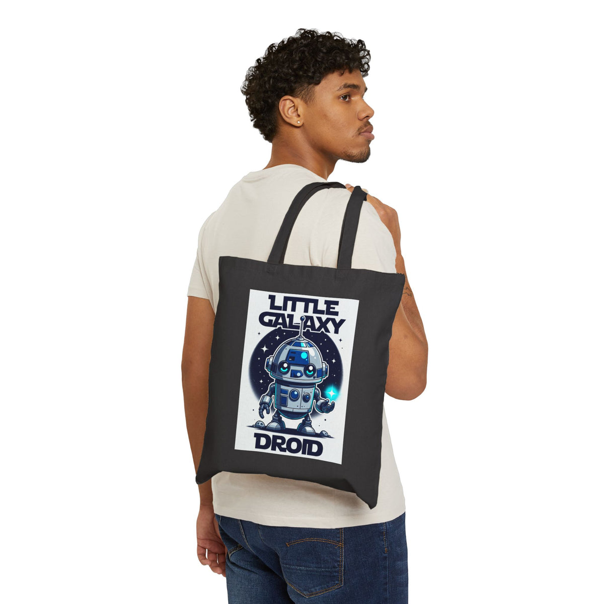 Little Galaxy Droid Tote Bag — Cute Space Robot Canvas Tote for Kids & Fans