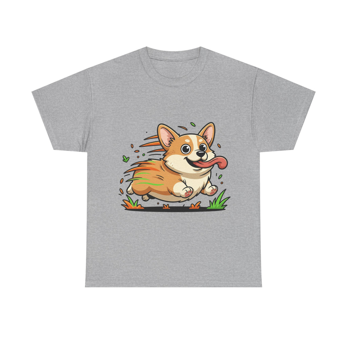 Corgi Running Tee – Cute Cartoon Dog T-Shirt for Pet Lovers