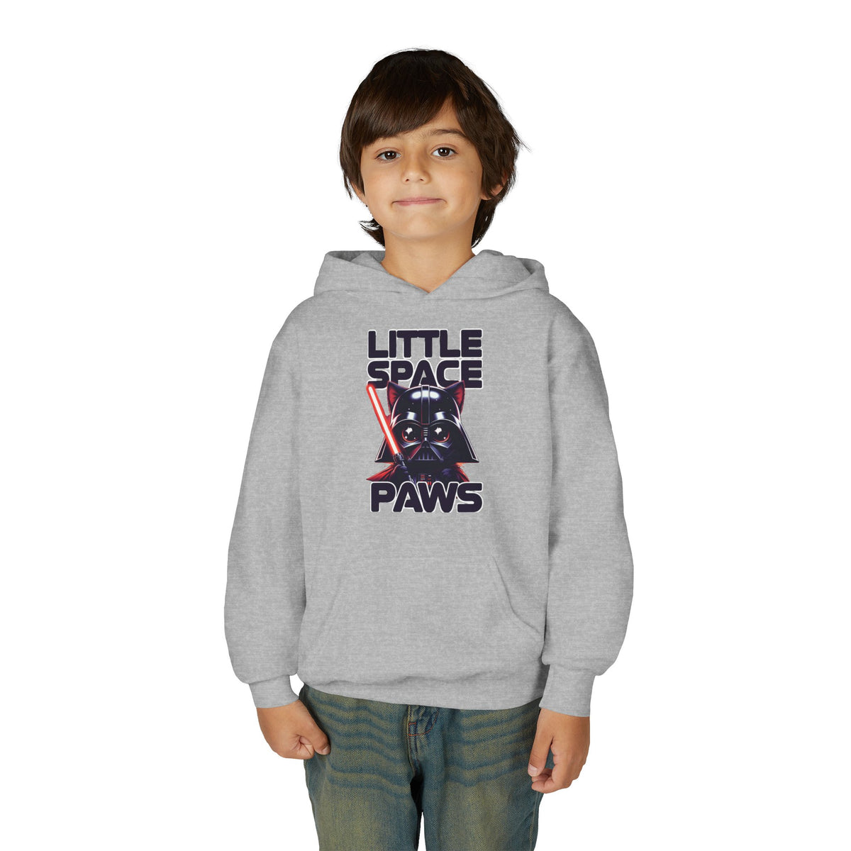 Little Jedi Paws Youth Hoodie – Kids Star Wars-Inspired Cat Graphic Hooded Sweatshirt