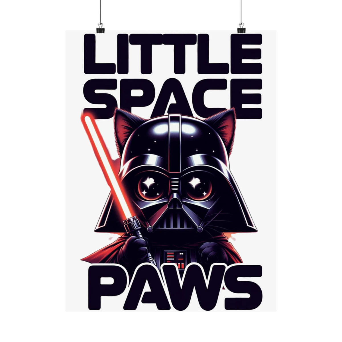 Little Space Paws Matte Poster — Cute Darth Vader Cat Wall Art