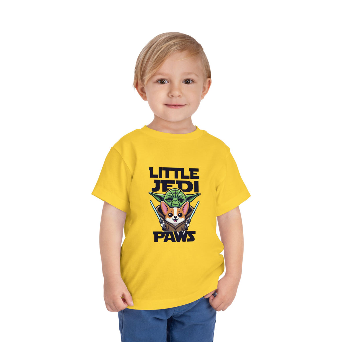 Toddler Tee — "Little Jedi Paws" Corgi Lightsaber Graphic