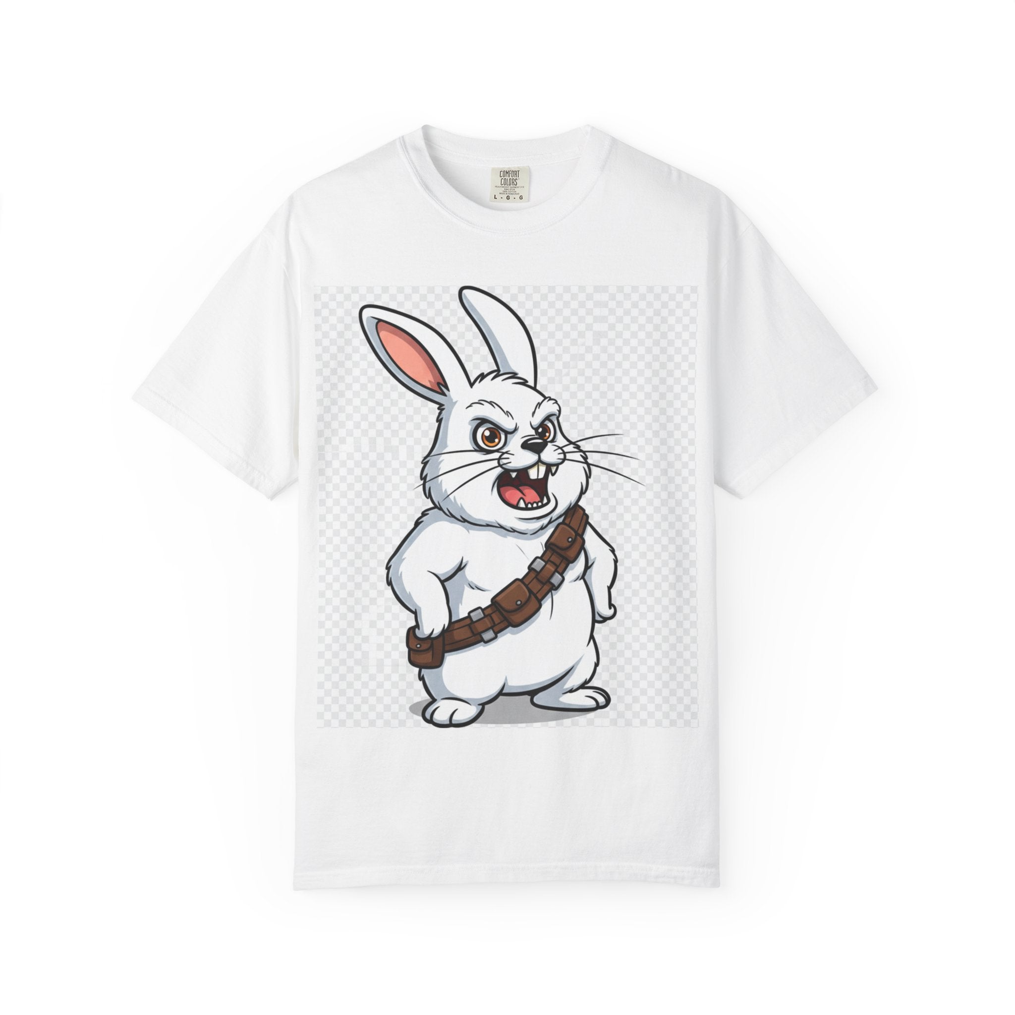 Chewbacca Bunny T-Shirt — Fluffy White Rabbit as Chewbacca Cartoon Graphic