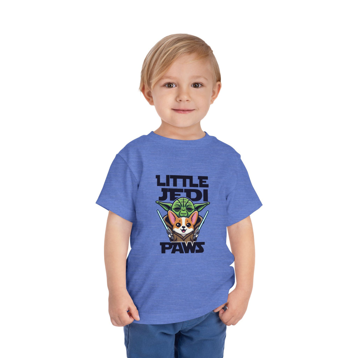 Toddler Tee — "Little Jedi Paws" Corgi Lightsaber Graphic