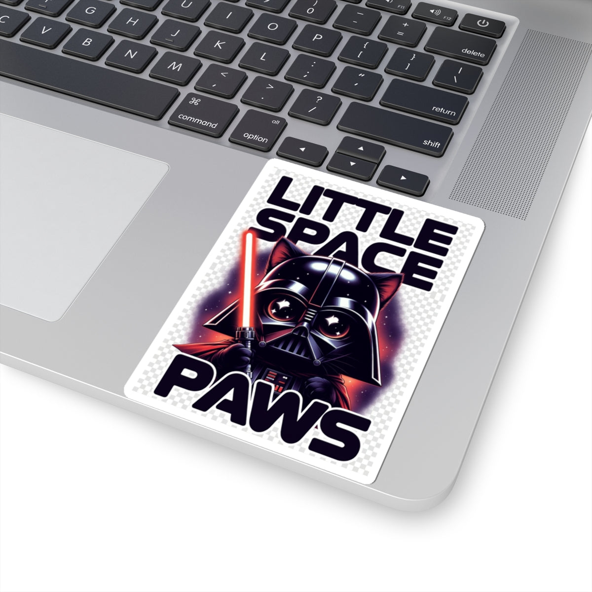 Little Space Paws Sticker — Cute Darth Cat with Red Lightsaber (Kiss-Cut)