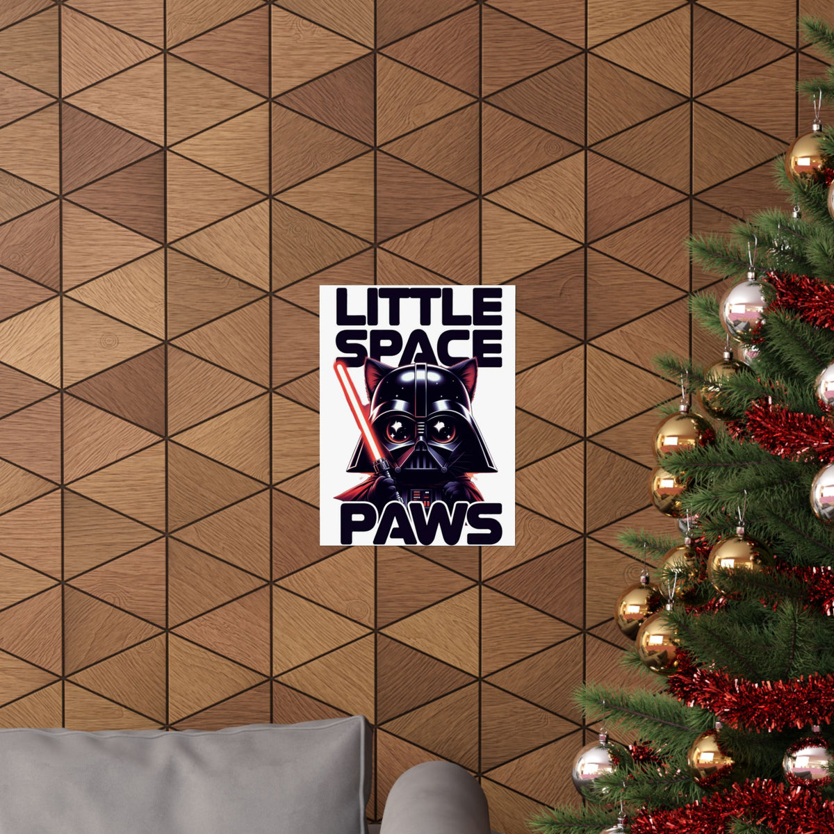 Little Space Paws Matte Poster — Cute Darth Vader Cat Wall Art