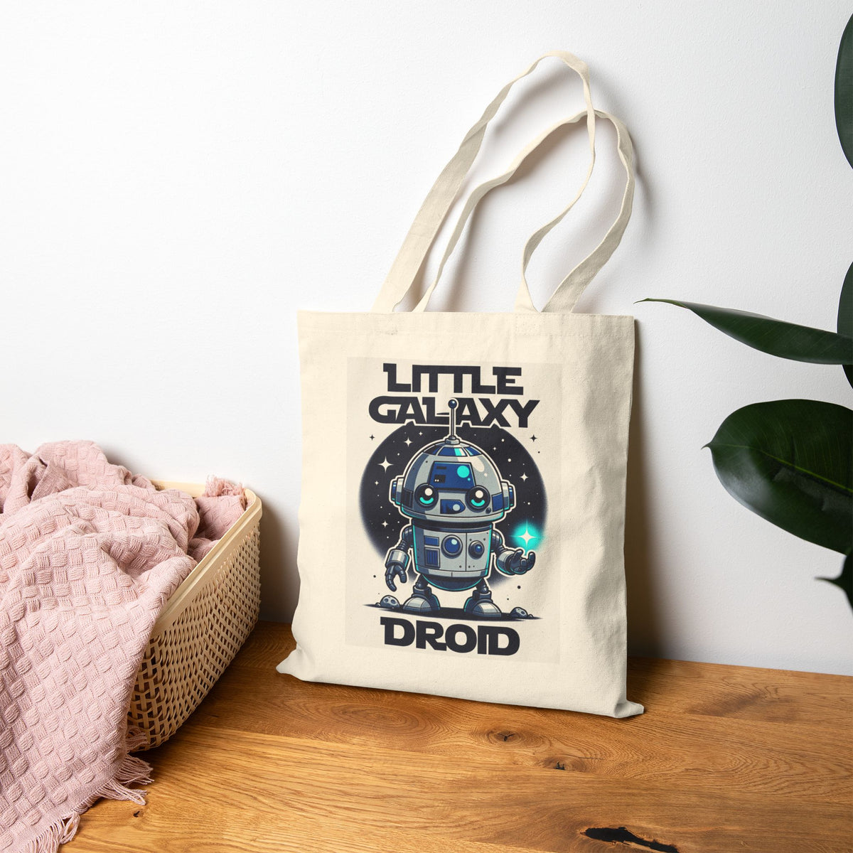 Little Galaxy Droid Tote Bag — Cute Space Robot Canvas Tote for Kids & Fans