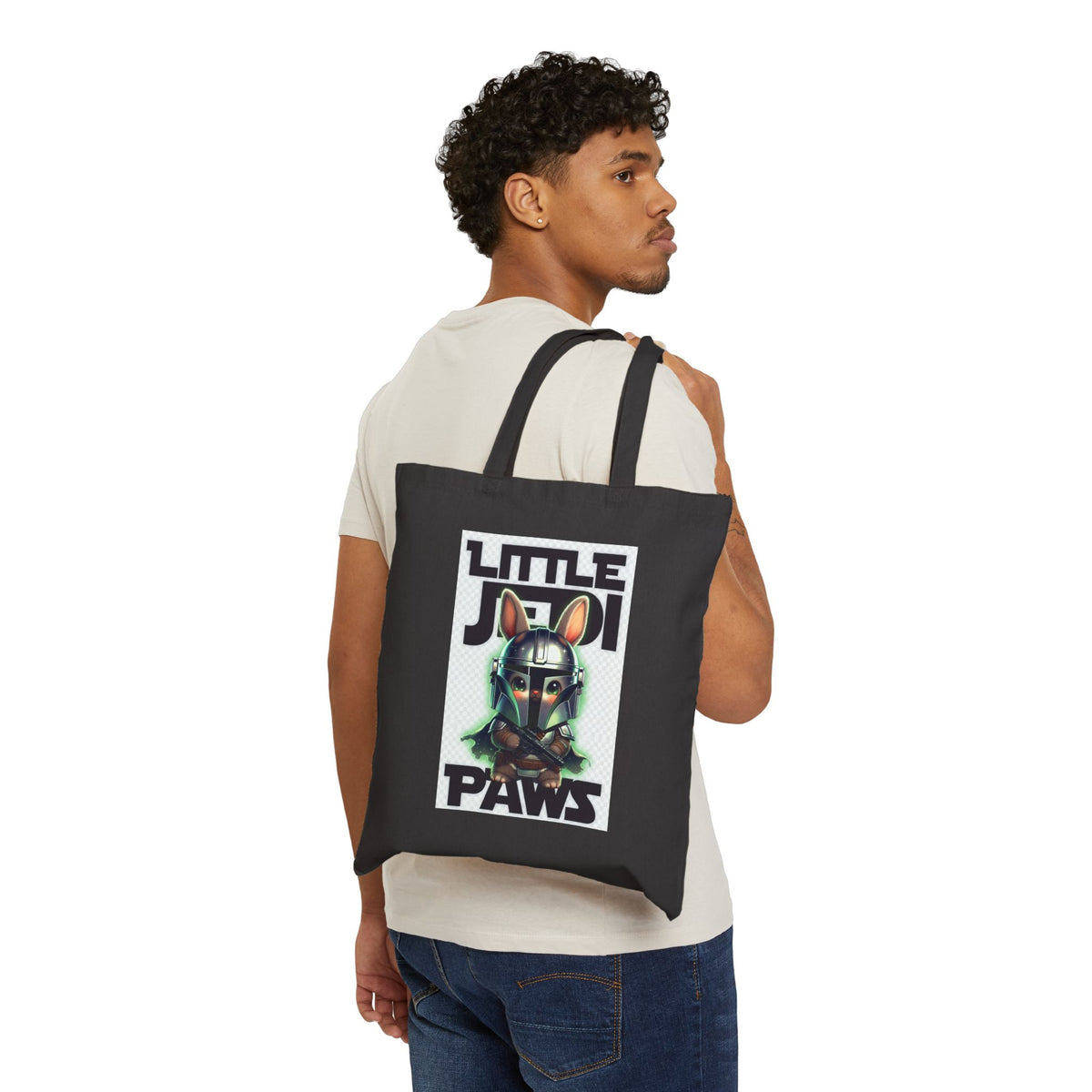 Little Jodi Paws Canvas Tote Bag — Cute Baby Mandalorian Bunny Graphic