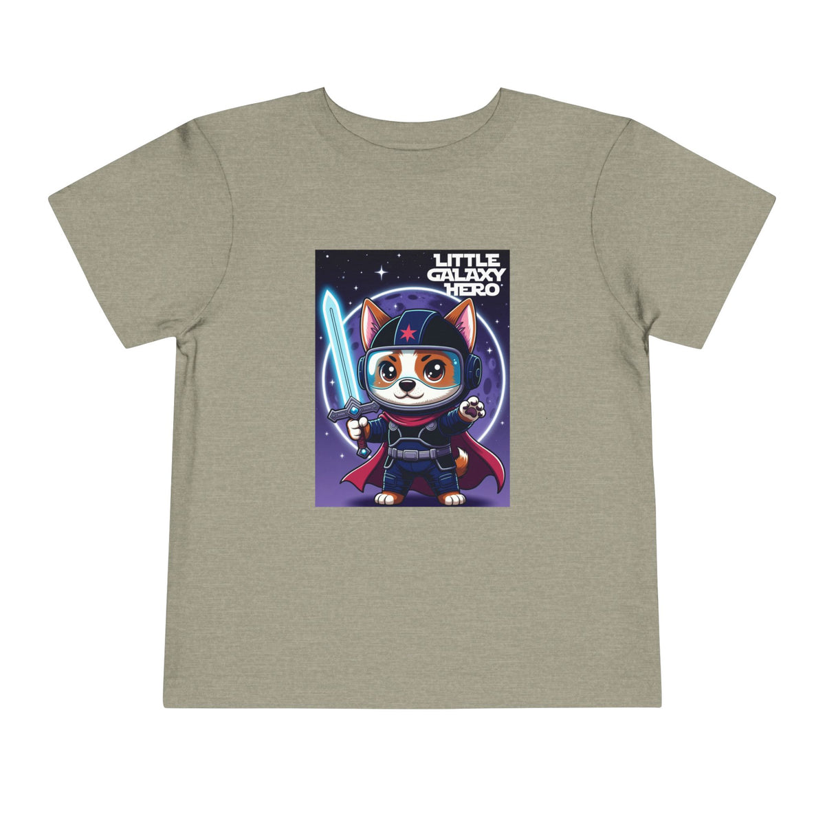 Little Galaxy Hero Toddler Tee — Cute Space Cat with Light Sword