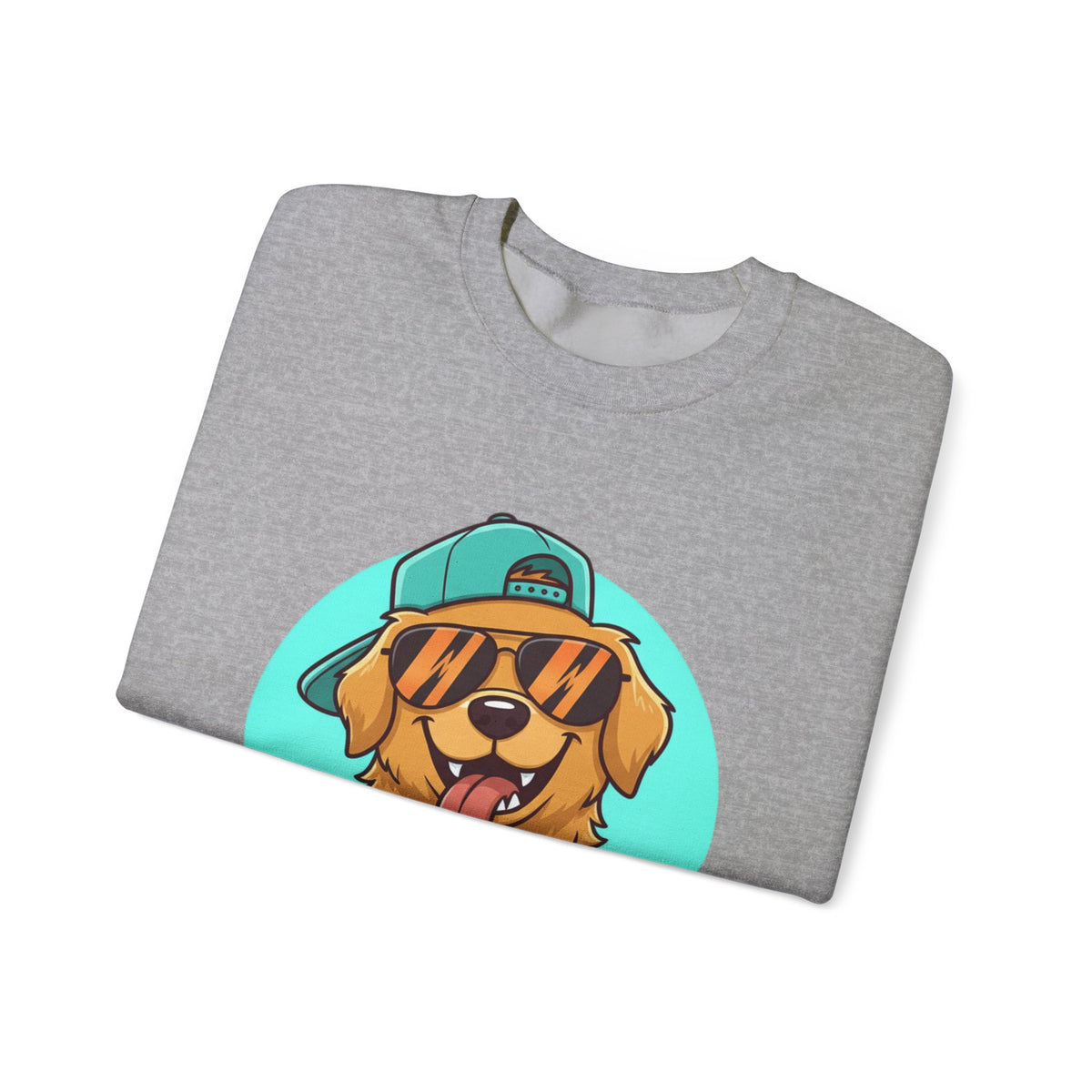 Golden Retriever Pup Graphic Sweatshirt — Cute Dog with Cap Crewneck