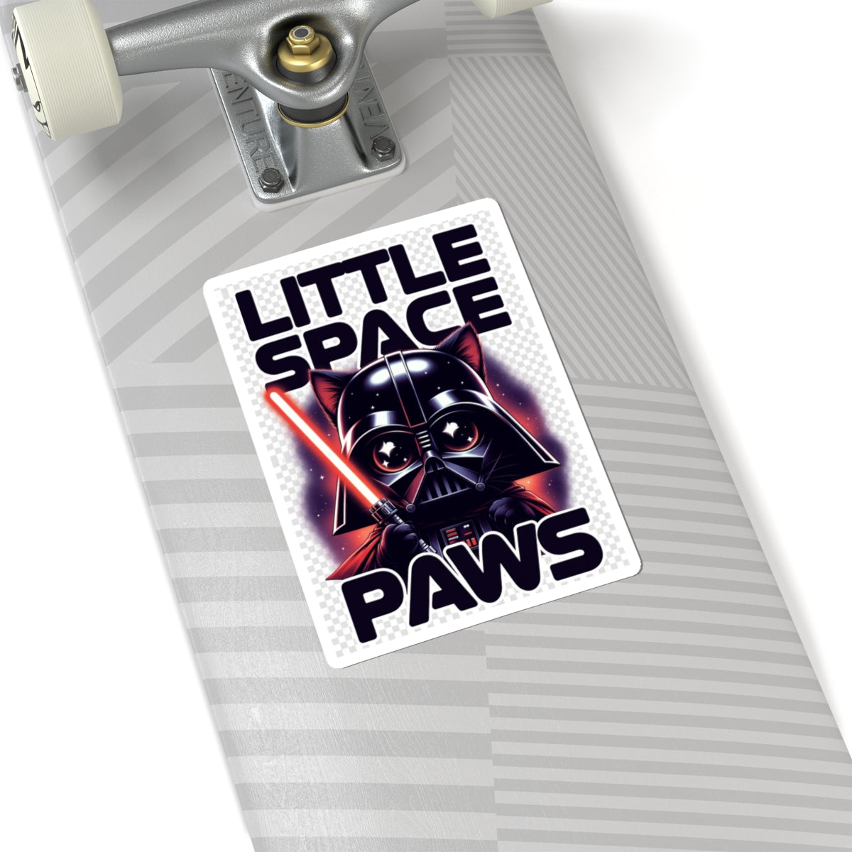 Little Space Paws Sticker — Cute Darth Cat with Red Lightsaber (Kiss-Cut)