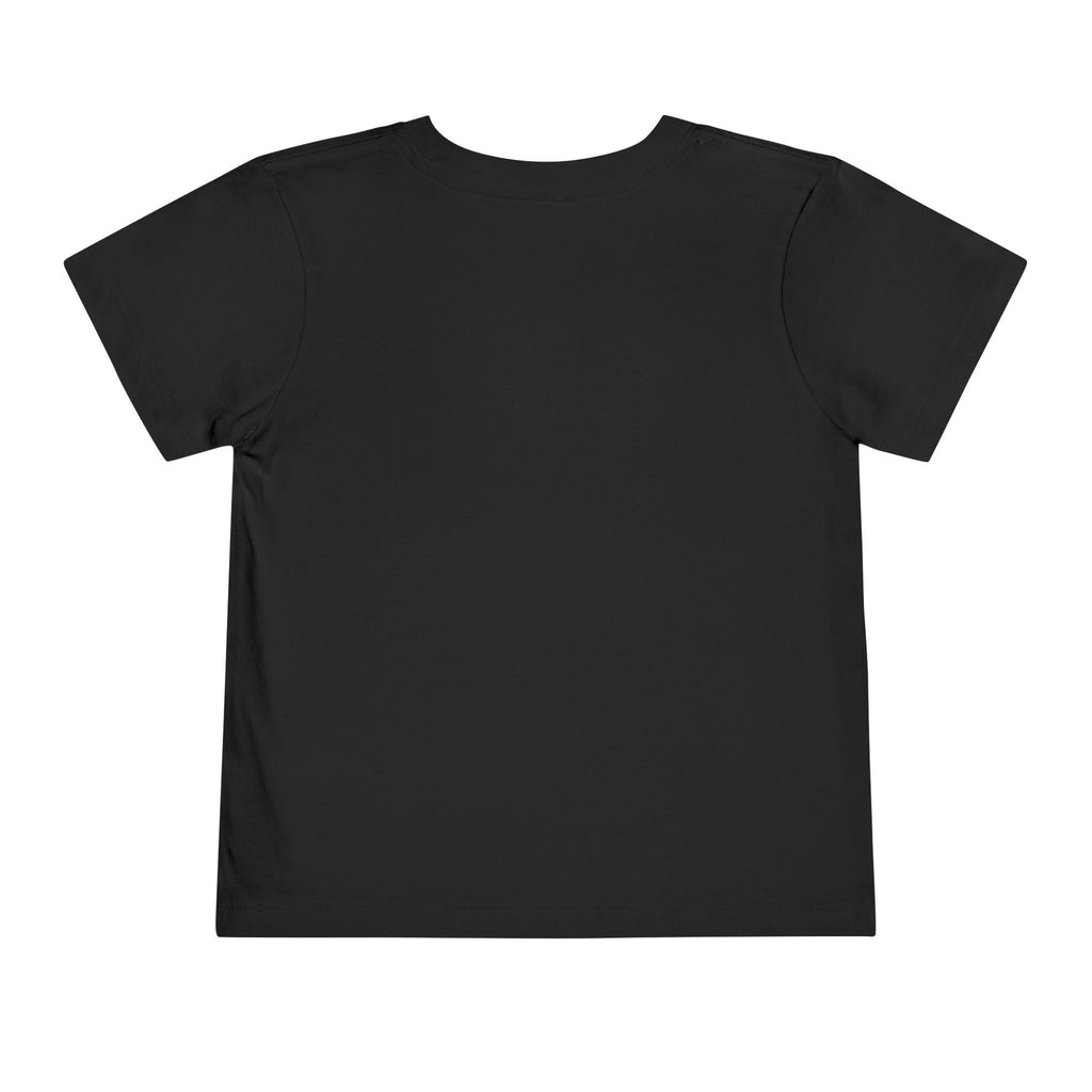 Black kids' t-shirt with a plain back, suitable for boys and girls, made from soft cotton fabric.
