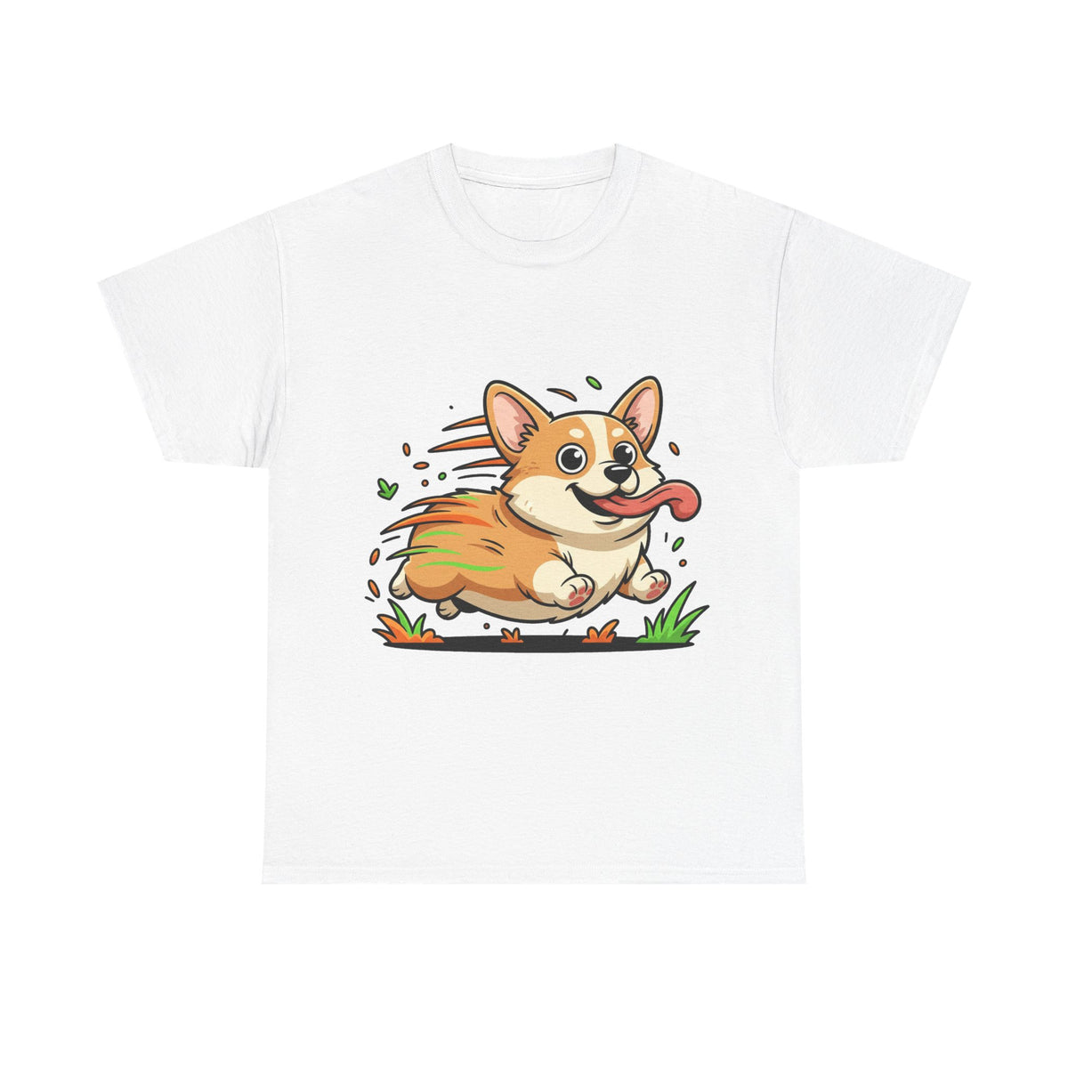 Corgi Running Tee – Cute Cartoon Dog T-Shirt for Pet Lovers