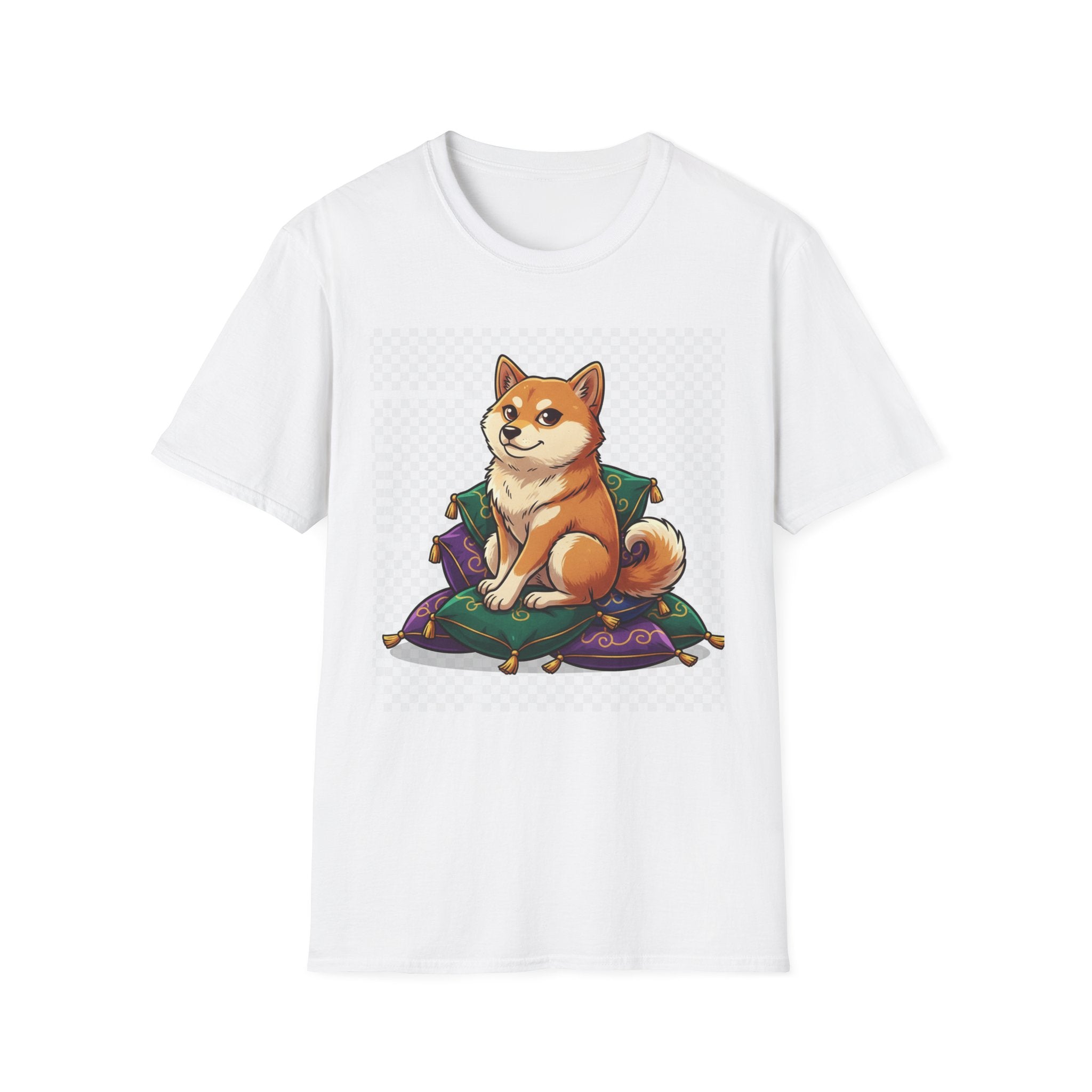 Smug Shiba on Pillow Throne T-Shirt