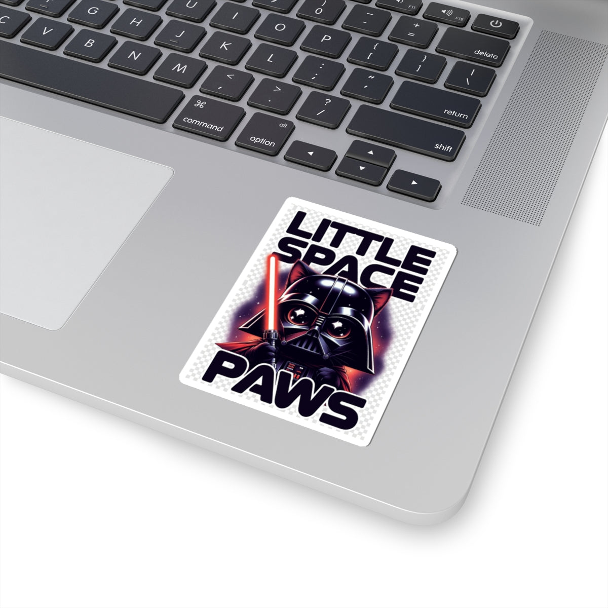 Little Space Paws Sticker — Cute Darth Cat with Red Lightsaber (Kiss-Cut)