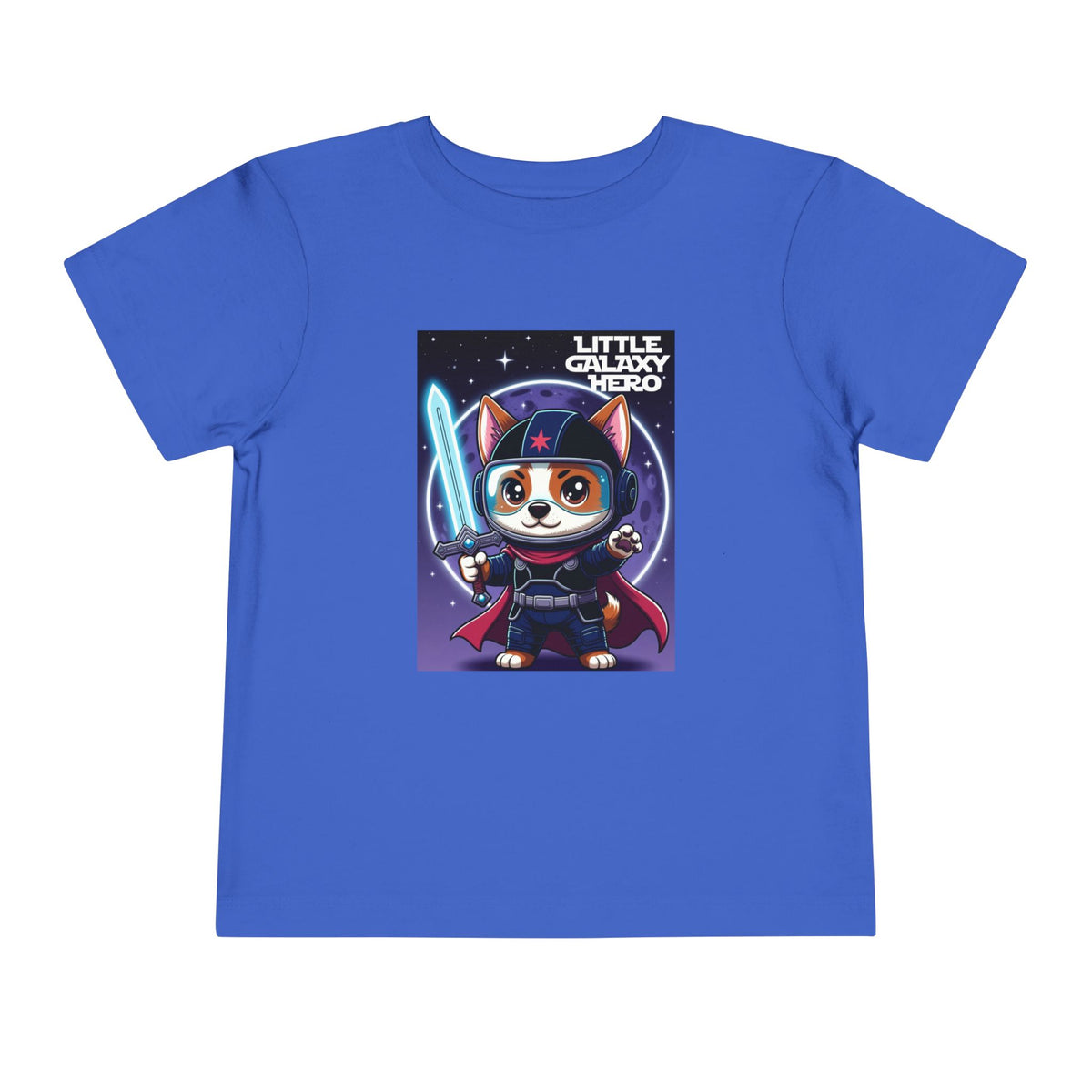 Little Galaxy Hero Toddler Tee — Cute Space Cat with Light Sword