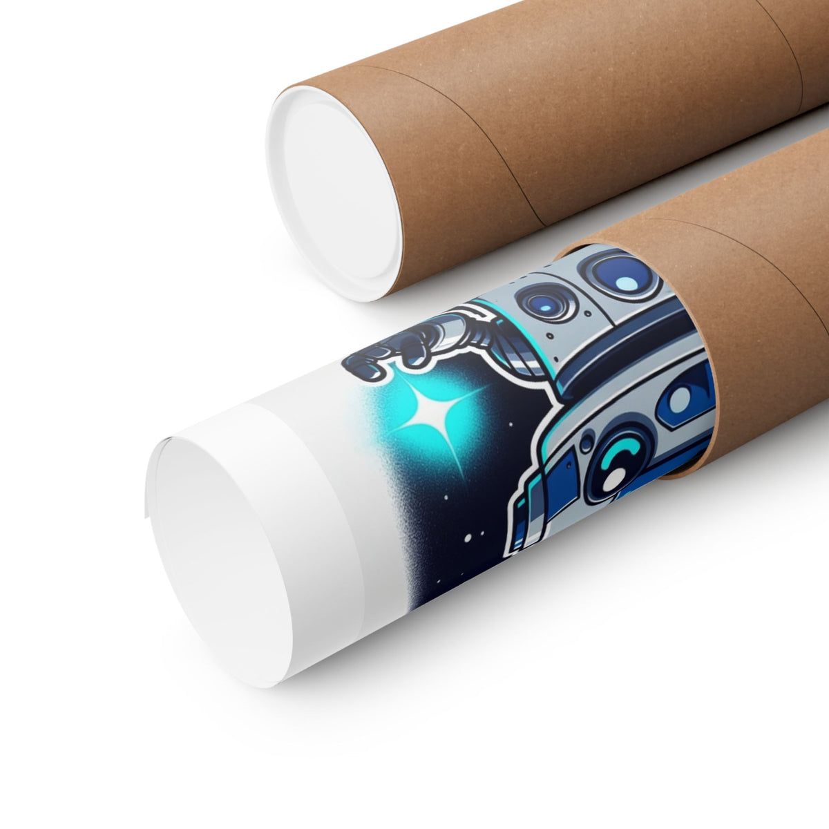 Little Galaxy Droid Poster — Cute Space Robot Matte Print for Kids & Sci-Fi Fans