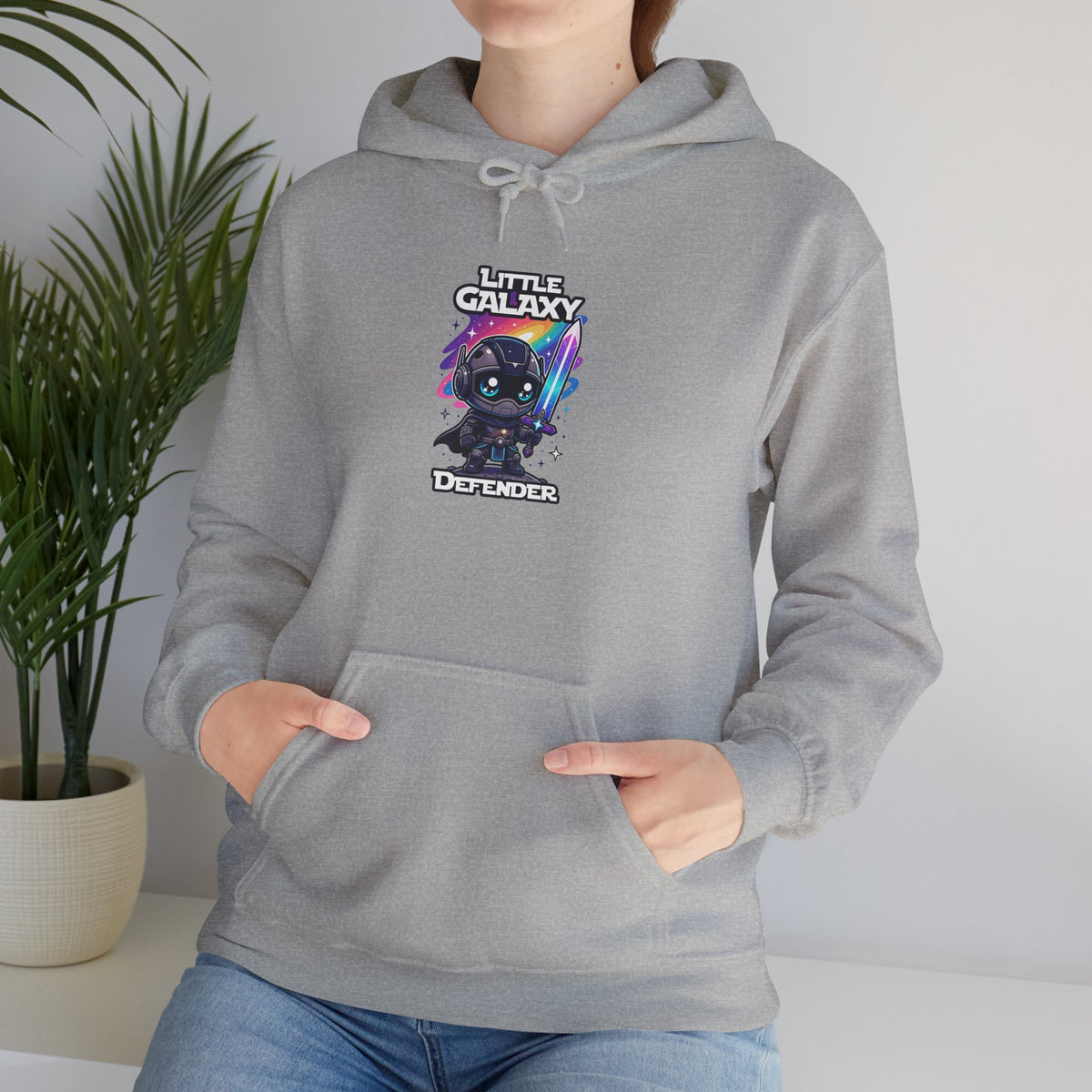 Little Galaxy Defender Hoodie — Cute Space Cat Graphic Pullover