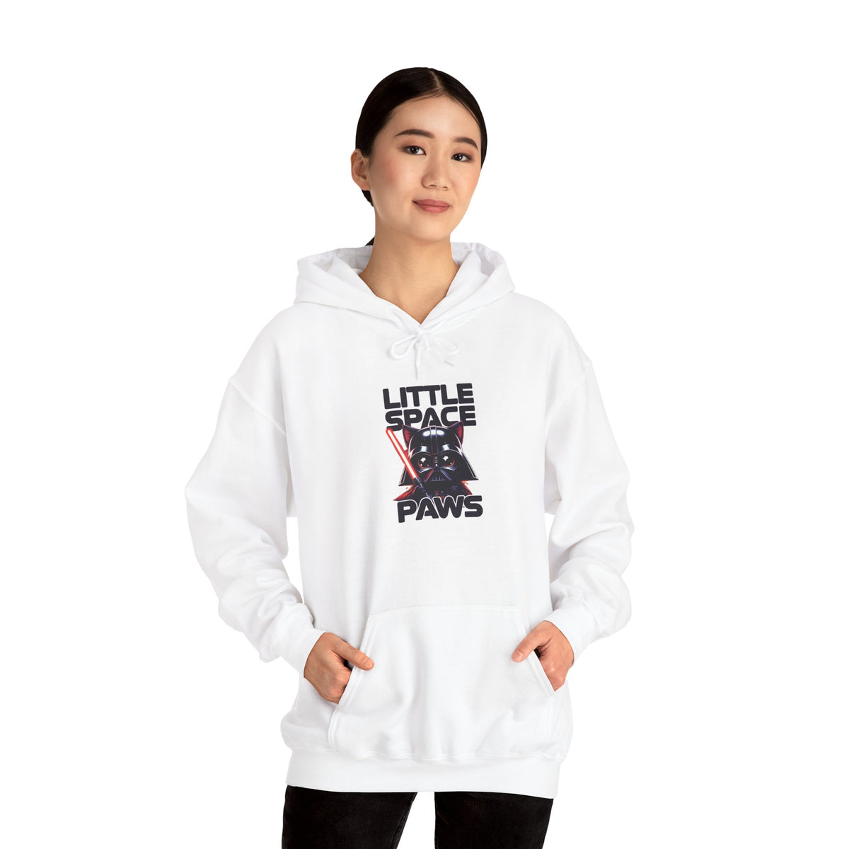 Hoodie — "Little Space Paws" Galactic Cat Vintage Sci‑Fi Pullover