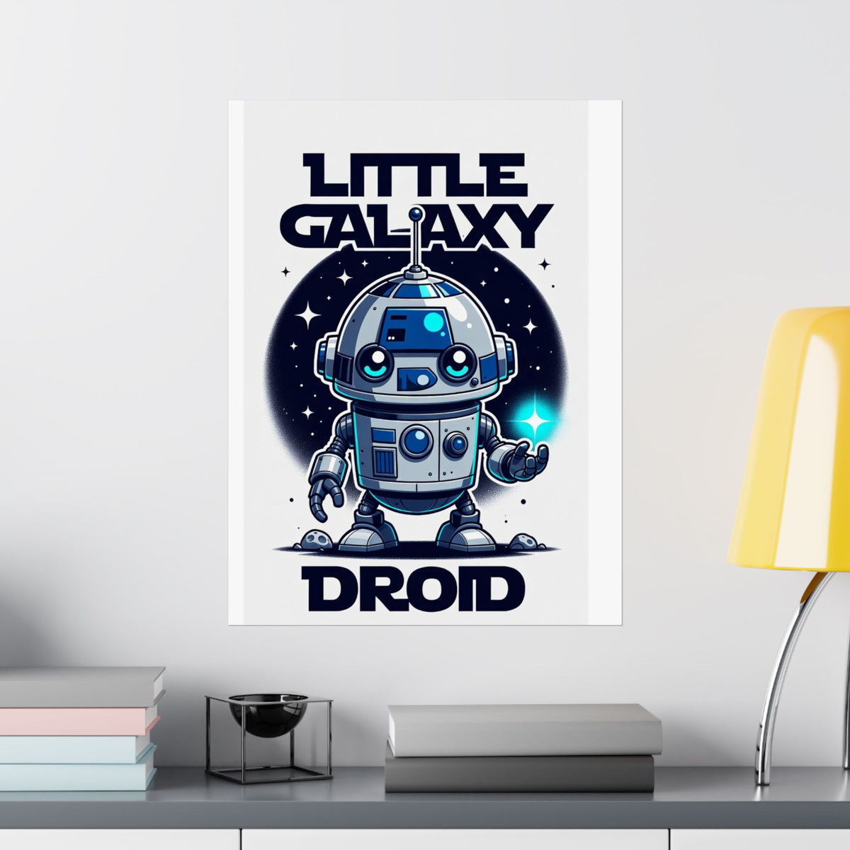 Little Galaxy Droid Poster — Cute Space Robot Matte Print for Kids & Sci-Fi Fans