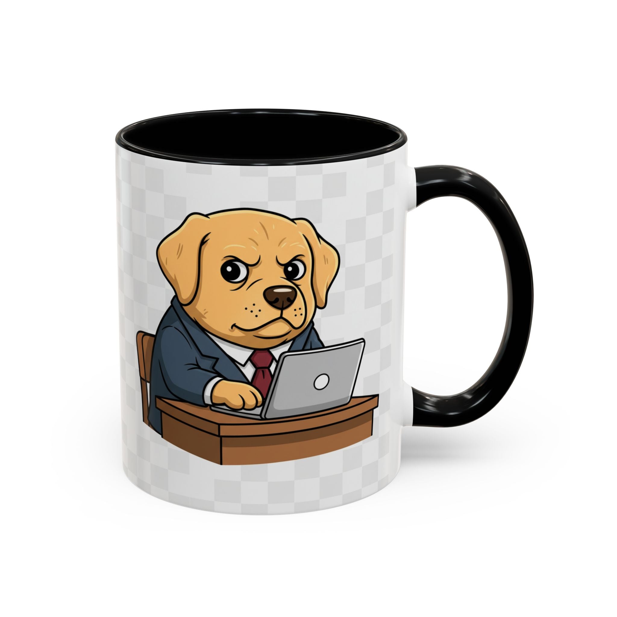 Yellow Labrador Boss Coffee Mug & Tea Cup — Funny Dog in Suit Cartoon (11/15oz)
