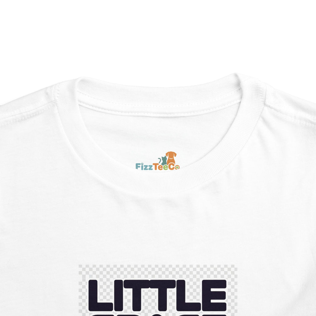 Darth Vader cat toddler t-shirt in white with black text and graphic, featuring a cat in a space helmet design.