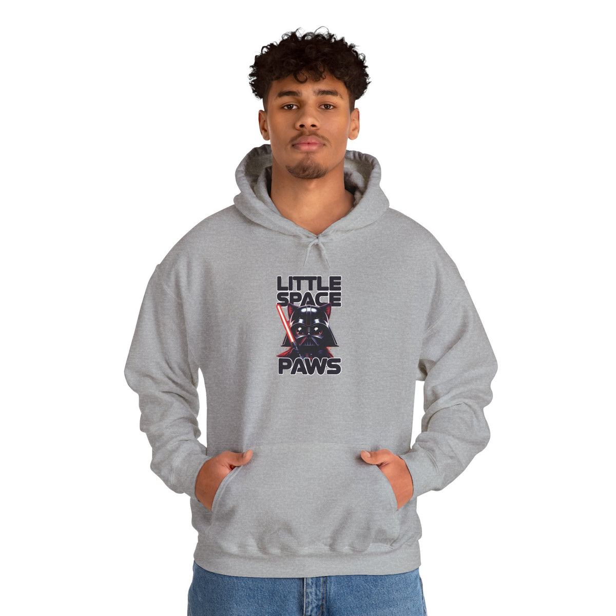 Hoodie — "Little Space Paws" Galactic Cat Vintage Sci‑Fi Pullover