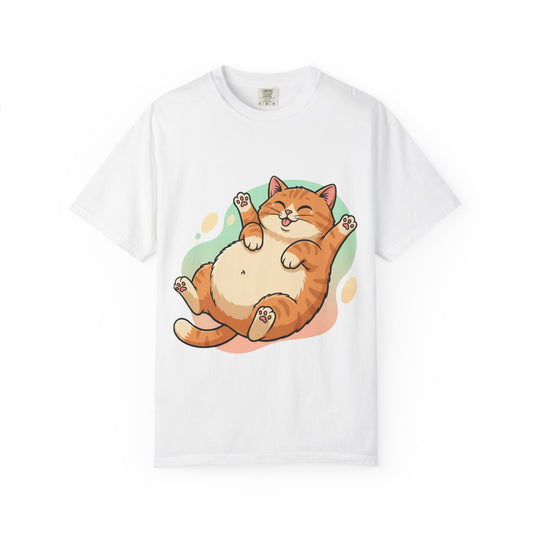 Lazy Orange Cat T-Shirt — Cute Chubby Kitty Graphic Tee