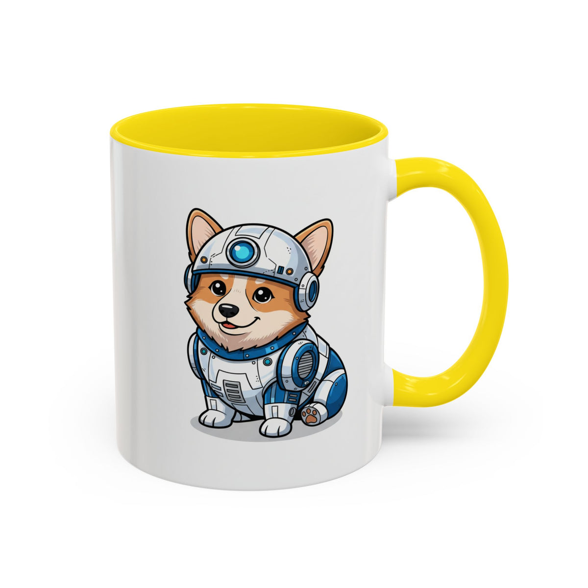 Corgi Robot Coffee Mug — Cute Futuristic Dog Accent Mug (11/15oz)
