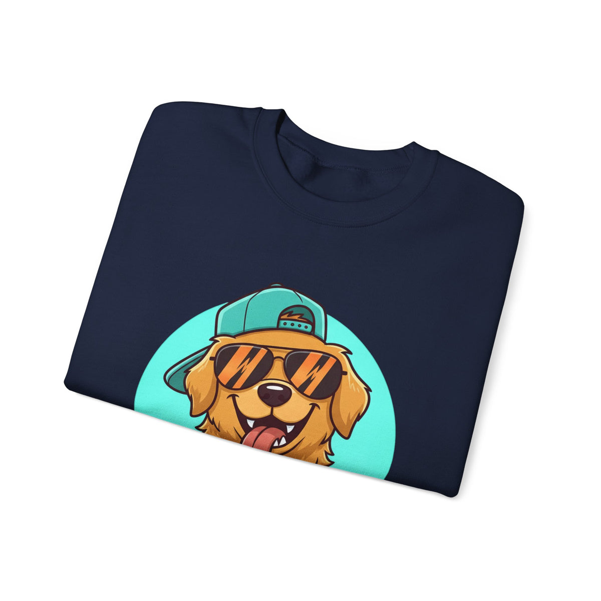 Golden Retriever Pup Graphic Sweatshirt — Cute Dog with Cap Crewneck
