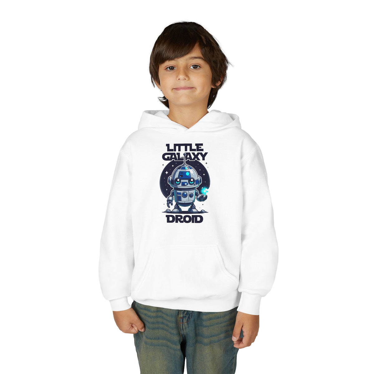 Little Galaxy Droid Youth Hoodie – Kids Cute Robot Space Hooded Sweatshirt