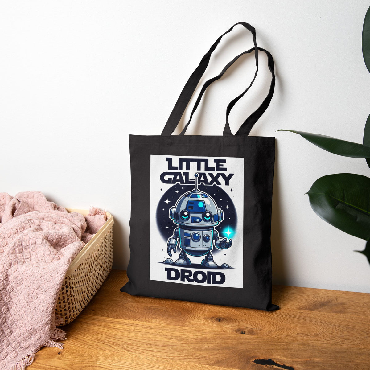 Little Galaxy Droid Tote Bag — Cute Space Robot Canvas Tote for Kids & Fans