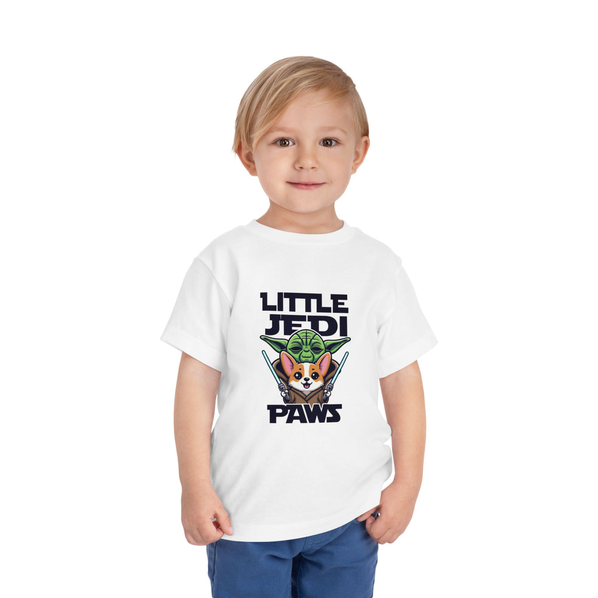 Toddler Tee — "Little Jedi Paws" Corgi Lightsaber Graphic