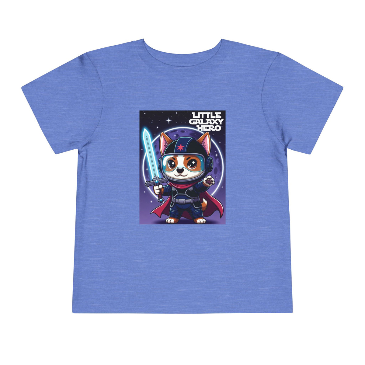 Little Galaxy Hero Toddler Tee — Cute Space Cat with Light Sword